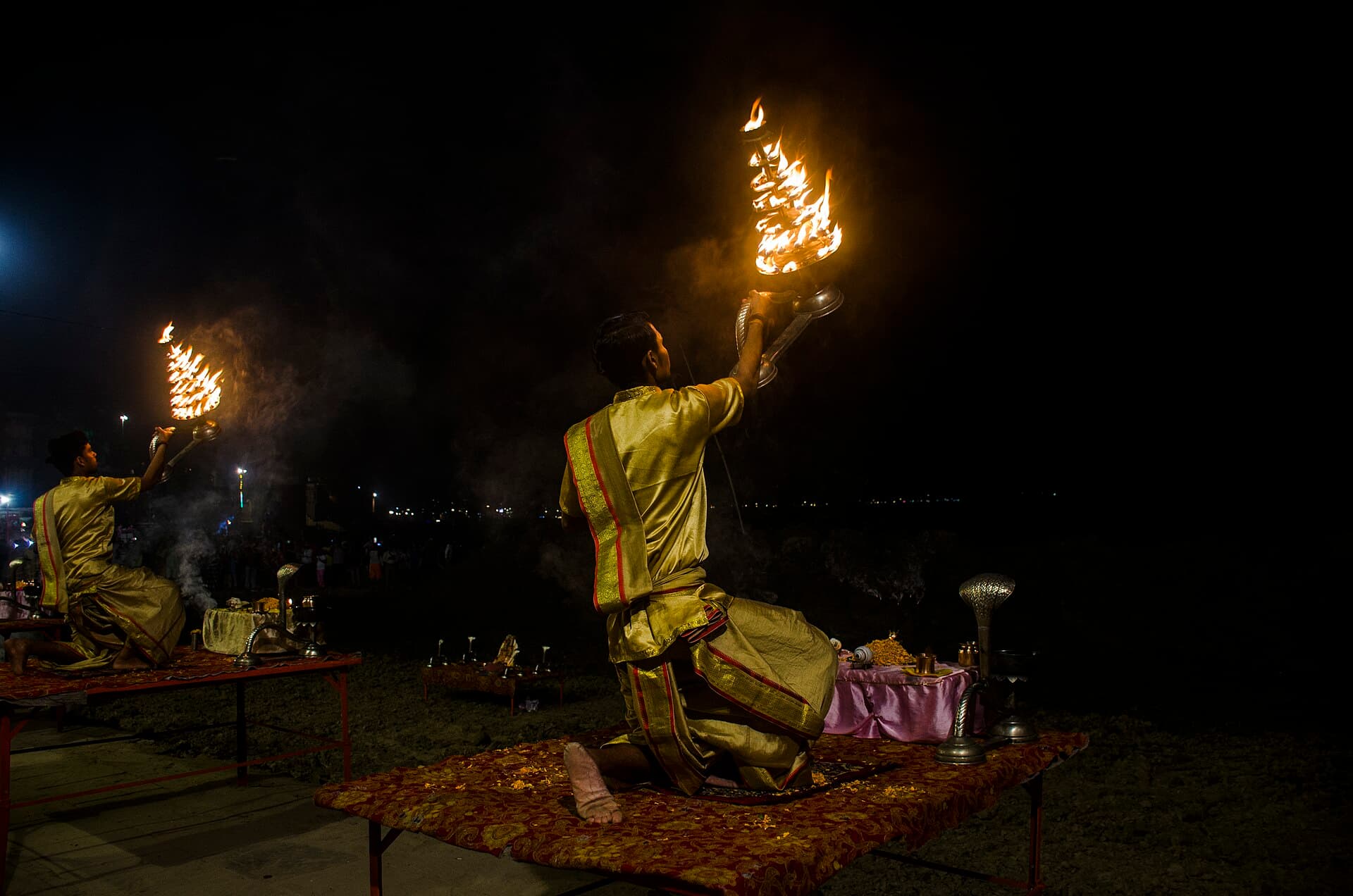 Evening Ganga Aarti ceremony at Assi Ghat, Varanasi