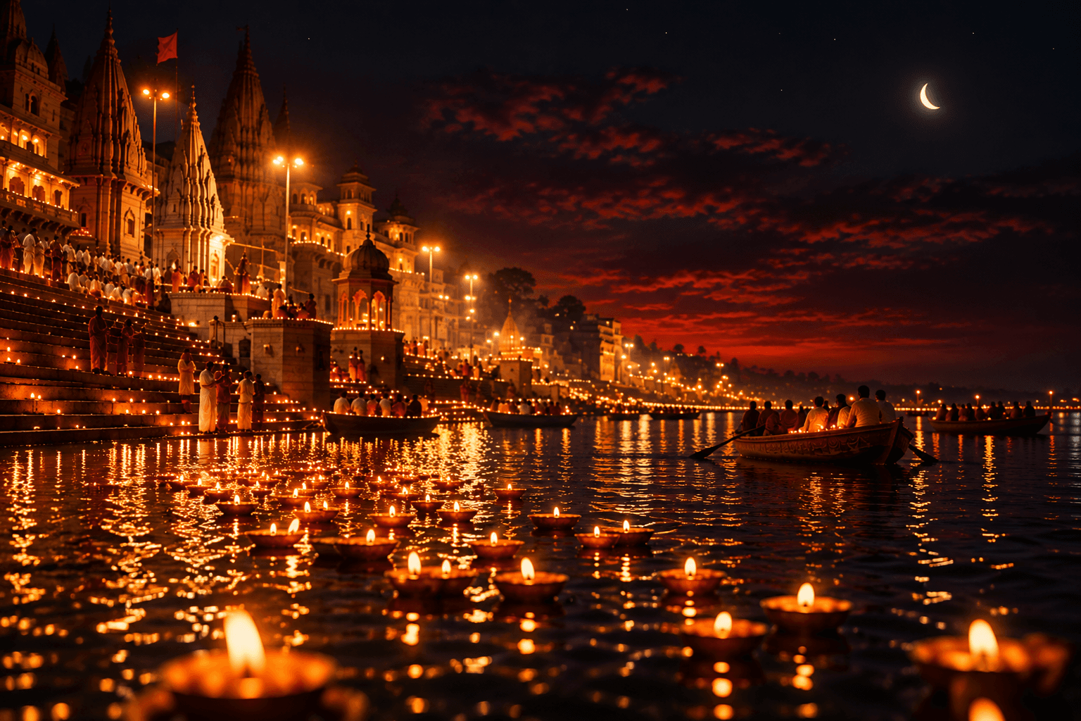 Calm riverside atmosphere along the ghats of Kashi